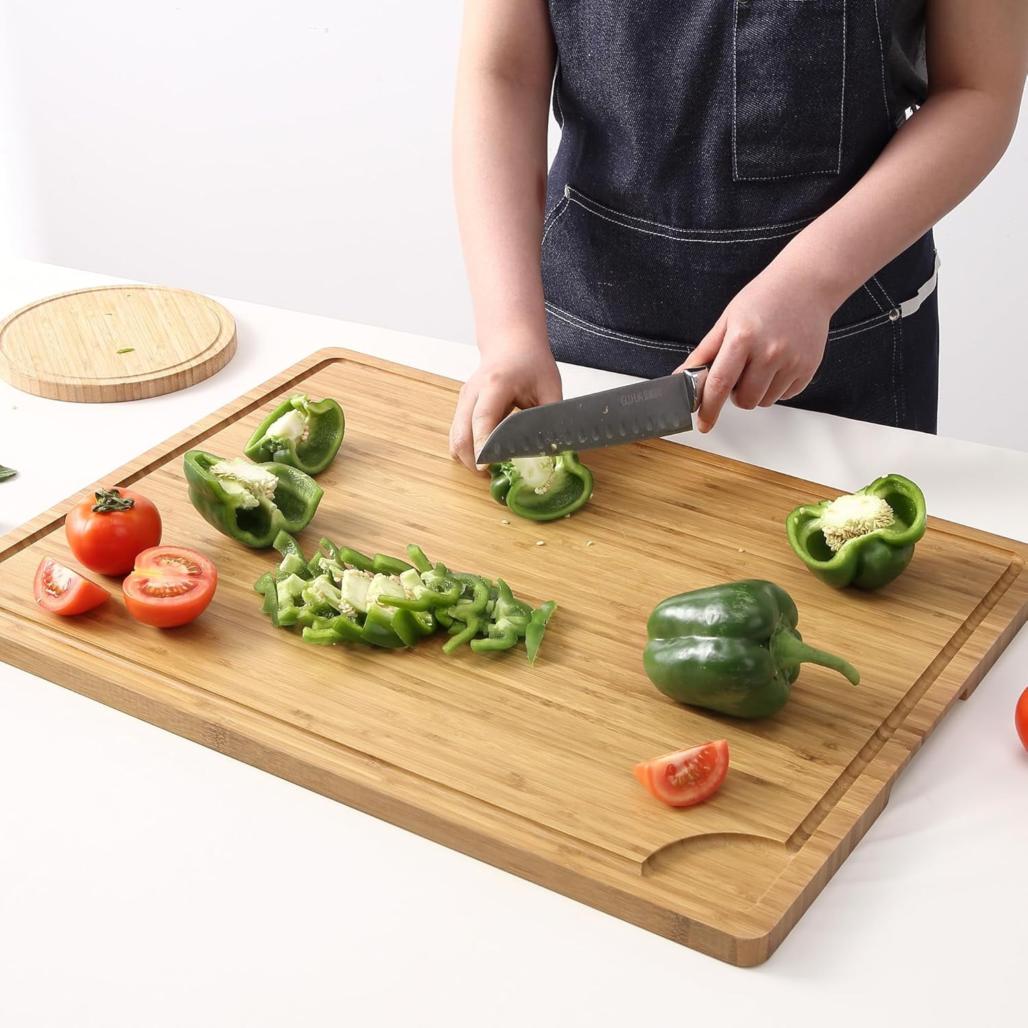 EastVita 30x20in Large Bamboo Cutting Board Wooden Kitchen Cutting Board with Handles and Juice Groove Butcher Block