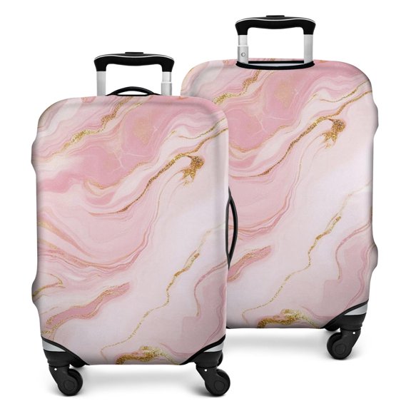 Pink Gold Marble Pattern Luggage Cover Fashion Suitcase Cover Baggage Covers Fit 25-28 Inch Luggage (Go Travel)