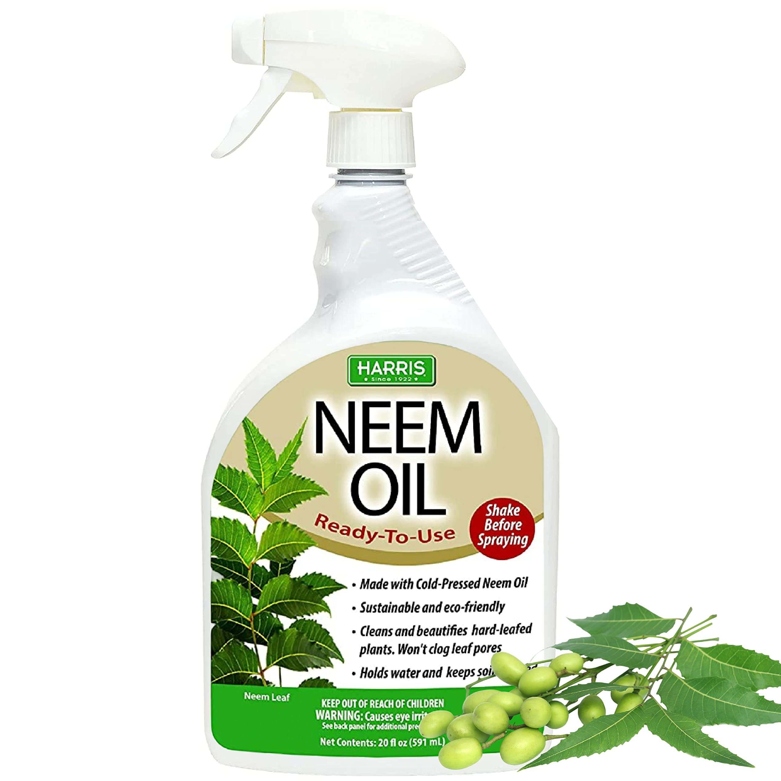 harris neem oil spray for plants, cold pressed ready to use, 20oz
