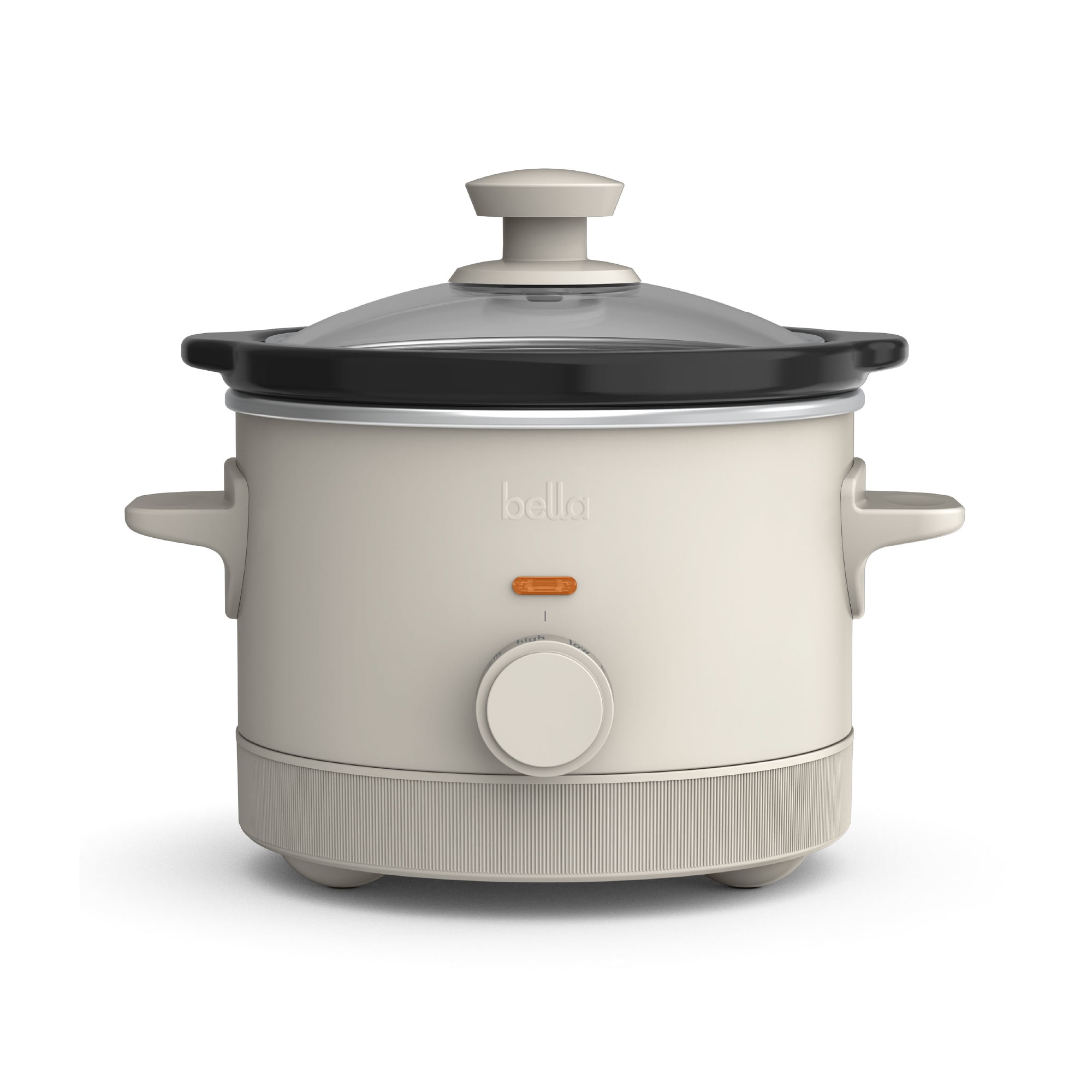 bella 1.5 Qt Manual Slow Cooker with 3 Heat Settings, Ceramic Nonstick Coating, Dishwasher Safe Pot & Tempered Glass Lid, Oatmilk
