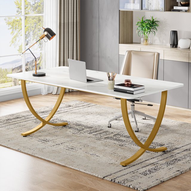 Tribesigns Conference Table, 63" Large Office Desk, Rectangular Meeting Room Table, Modern Executive Desk Business Furniture for Home Office, Conference Room