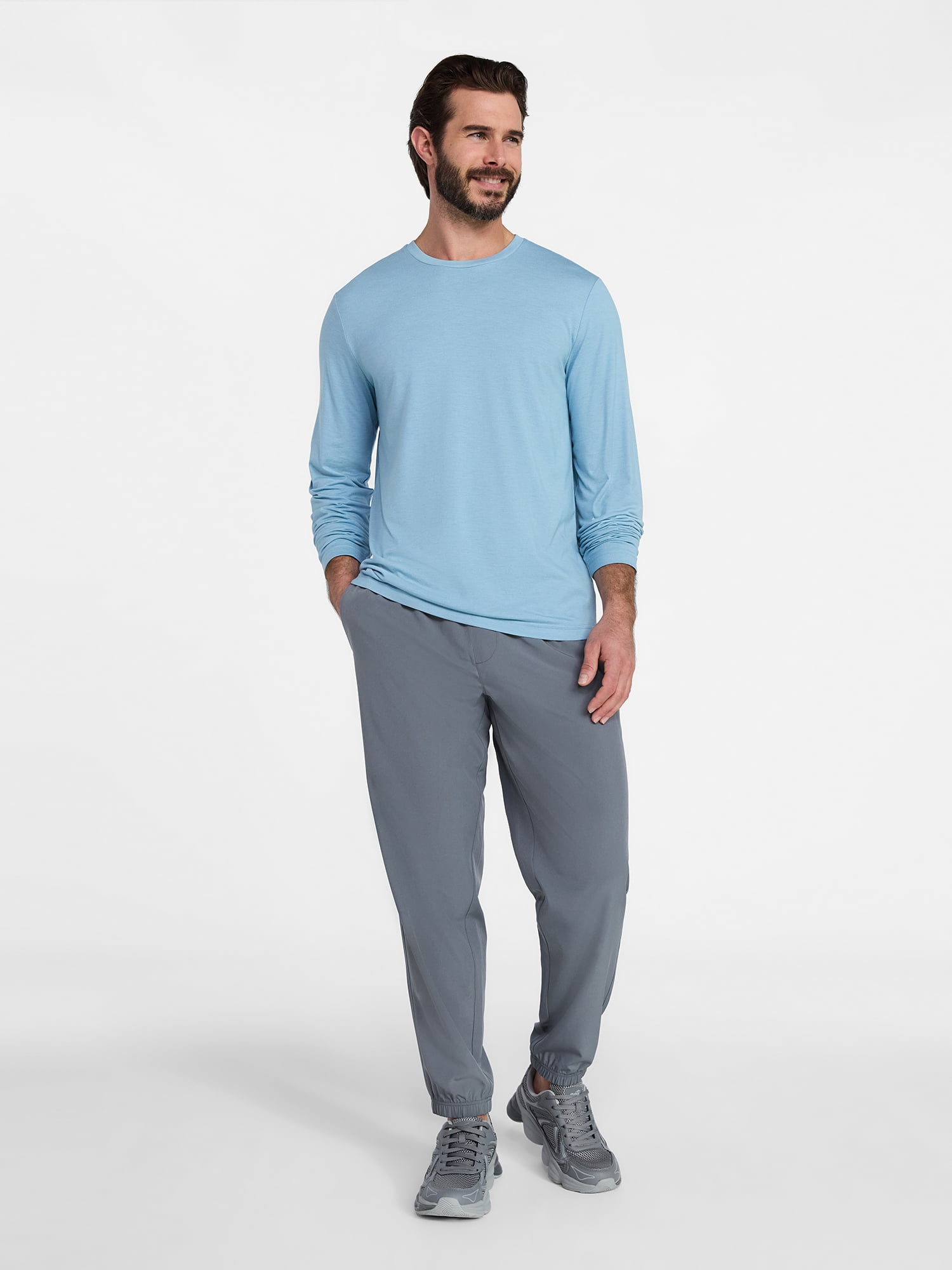 Athletic Works Men's and Big & Tall Men's Tri-Blend Tee with Long Sleeves, Sizes XS-4XLT