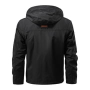 Aihuaihua Military Jackets for Men Multi-Pocket Hiking Coats with Hood Zip Up Long Sleeve Army Safari Men Bomber Jacket