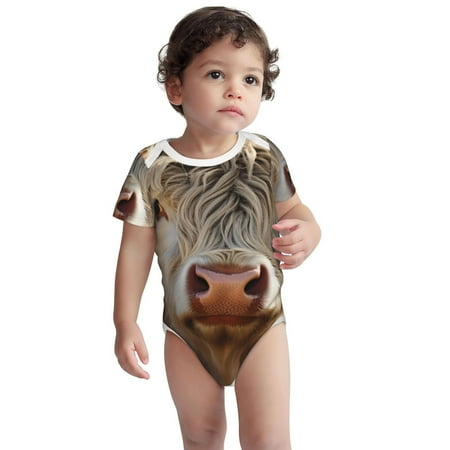 

Kdxio Adorable Flower Field Cow Pattern Unisex Baby Cotton Short Sleeve Bodysuits-12 Months