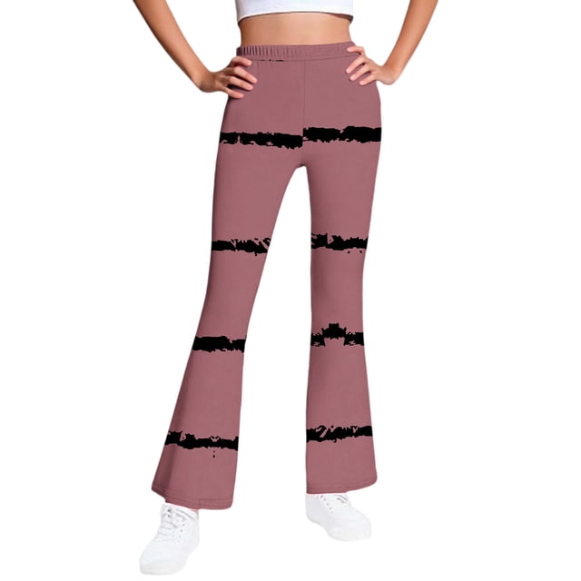 Collants Rouges Garçon Fille Fille à Motif Doublés en Molleton Sherpa pour Filles Brunch Chauds Duveteux à Rayures Évasés Pattes d'Éléphant Longs Coupe Bootcut Jambe Hiver Automne Collants 2025 7 Ans