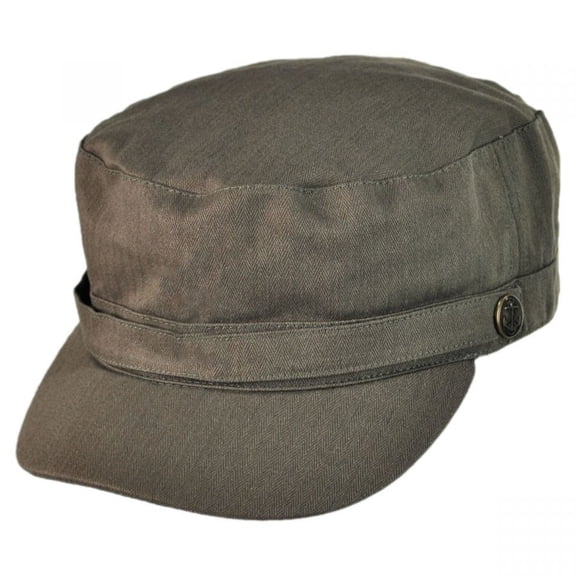 Herringbone Cotton Cadet Cap - XXL - Olive Green
