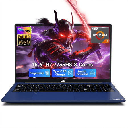 15.6" IPS FHD Gaming Laptop AMD Ryzen 7 7735HS 16GB DDR5 RAM 256GB SSD (Up to 4.75GHz, Beat i7-12650H) with AMD Radeon 680M Graphics-180° Viewing-HDMI-Portable for Business College