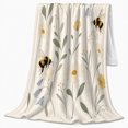 thumbnail image 2 of Whimsical Bumblebee Wildflower Garden Party Motif, Peaceful Botanical Garden Scene, Warm Flannel Blanket for Sunroom and Reading Nook, Garden Lovers Housewarming Gift, Botanical Home Decor, 2 of 9