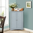 thumbnail image 3 of Corner Storage Cabinet Freestanding Floor Cabinet Bathroom w/ Shutter Door Grey, 3 of 12