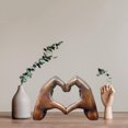 thumbnail image 6 of Clearance Under $10 Heart Hands Sculpture Wooden Hearts Hand Sculptures，Love Gesture Resin Statue Home Living Room Desktop Ornament Brown, 6 of 8
