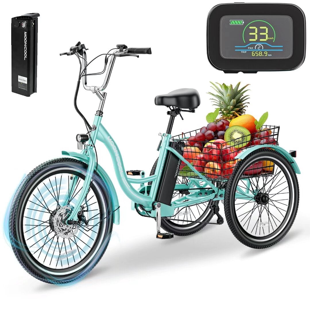 Docred 24'' Adult Electric Tricycles 3 Wheel Electric Bike, 15.5 mph 350W Electric Trikes for Seniors，7-Speed & 4 Adjustable Riding Modes Electric Tricycle with 36V Removable Lithium Battery