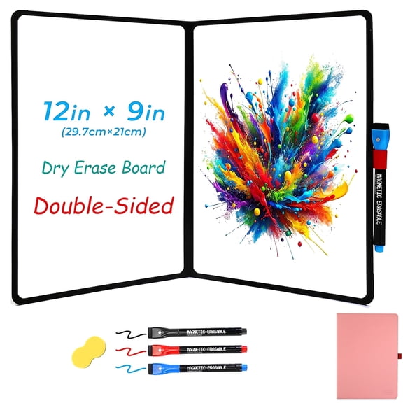 iNenya Double-Sided A4 White Board - Ultra-ThinPortable Whiteboard with Anti-Ghosting Surface | Small Dry Erase Board for Office, School,Home (Pink)