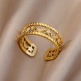 thumbnail image 1 of Anillos de apertura hueca Irregular para mujer, acero inoxidable, Color dorado, anillo geométrico, moda Simple, fiesta, regalo de joyería de Navidad, 1 of 4