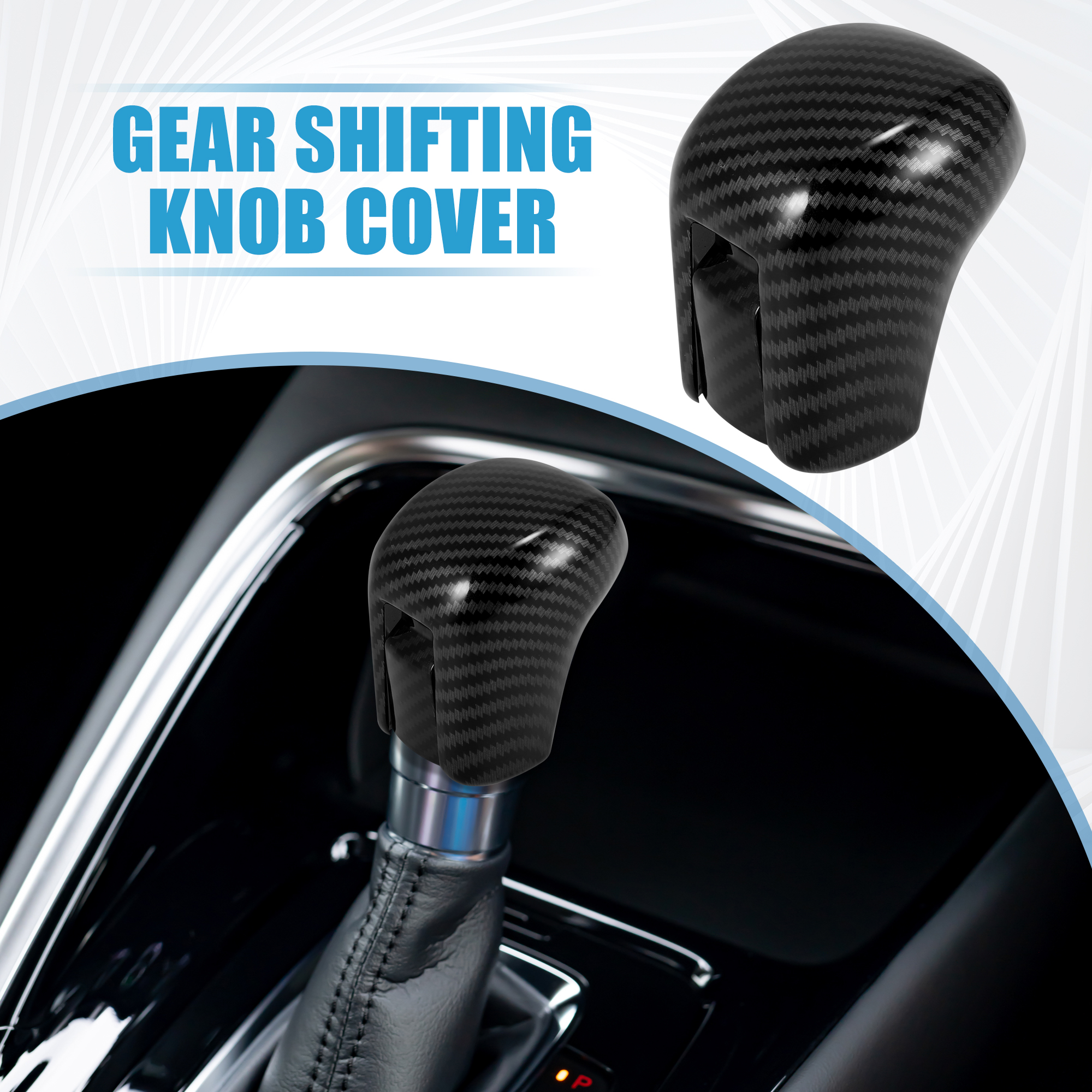 Unique Bargains Gear Shifting Knob Cover for Honda Civic 2016-2021 Carbon Fiber Black