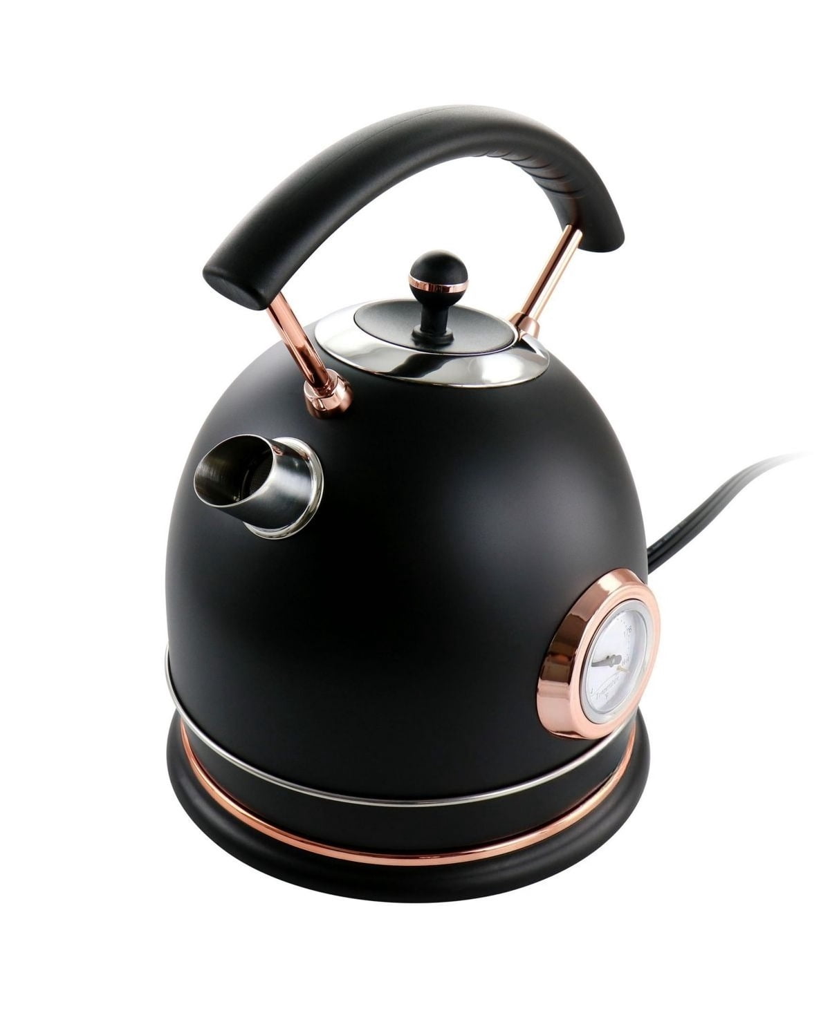 1.8 Quart Half Circle Electric Kettle with Thermostat, White with Rose Gold finish
