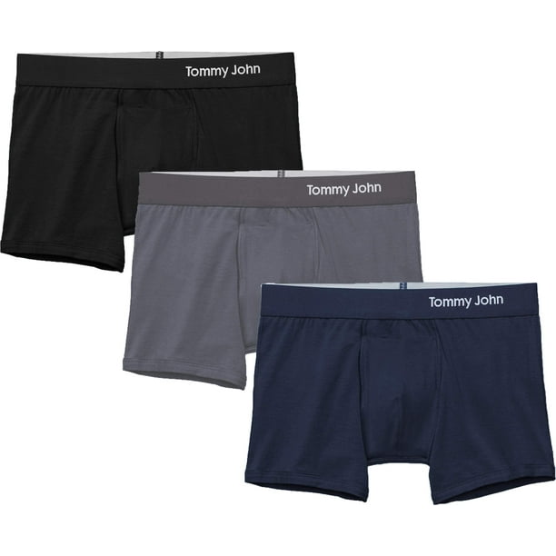 Tommy John MenAs Underwear - cool cotton Trunk with contour Pouch and  Shorter 4 Inseam - comfortable, Breathable Underwear, 3 Pack (BlackIron