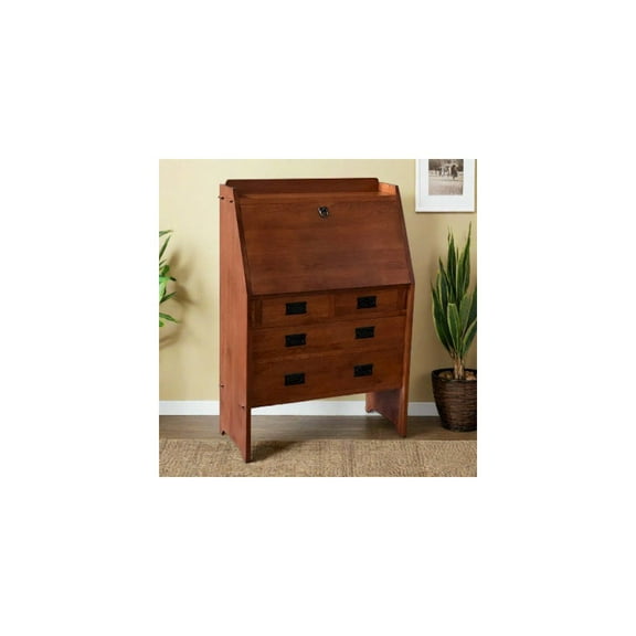 Crafters and Weavers Arts and Crafts Wood Secretary Desk in Light Brown