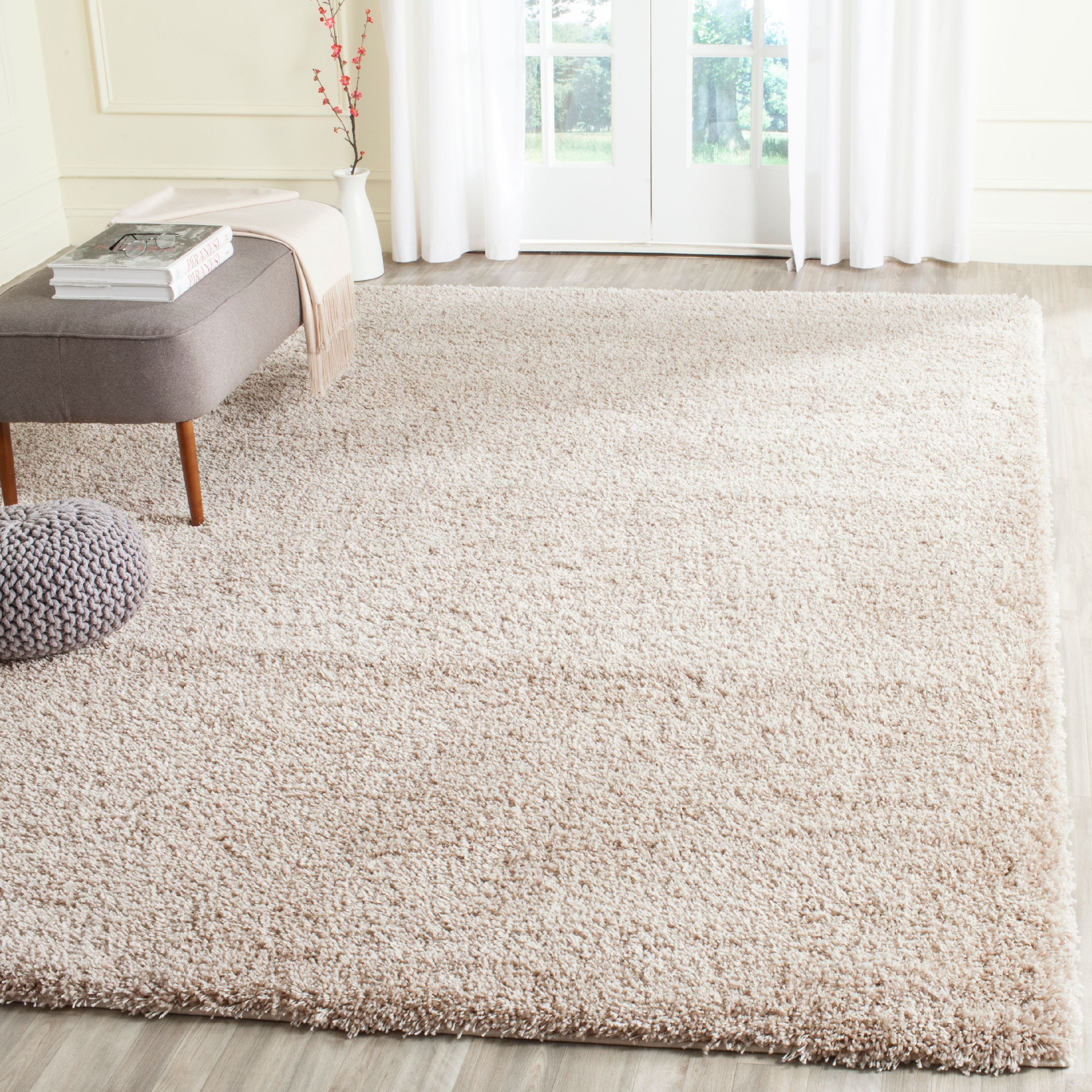 Grey Shaggy Rugs High Quality Fluffy Thick Dense Shag Pile Carpet Rugs Non Shed 