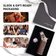 Quad Torch Lighter - Handheld Blow Torch for Cooking, Soldering, Resin Art - Portable Torch with Adjustable Flame & Ignition Lock - Luxurious Kitchen Torch & Gift Box by inZaynity - Steel Brown