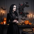 thumbnail image 5 of Black Rose Moon Wreath, Gothic Crescent Moon Eucalyptus Wreath with Red Berries, Halloween Black Floral Wreath for Front Door Wall Decor, 5 of 8