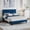 Blue, variant on Queen Bed Frame with Adjustable Headboard, Velvet Upholstered Platform Bed Frame Queen Size, Strong Wooden Slats, No Box Spring Needed, Easy Assembly, White