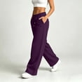 thumbnail image 6 of HomeDM Women's Baggy Sweatpants Wide Leg Drawstring Elastic Waist Lounge Sweat Pants with Pockets Purple S, 6 of 10