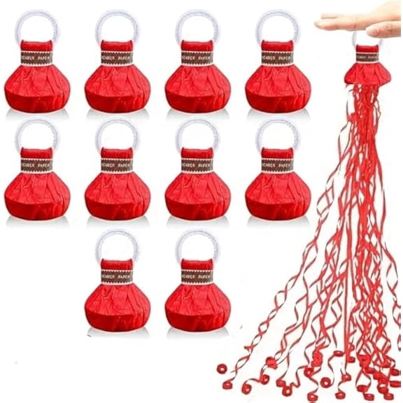 30 Pcs Red Hand Throw Confetti Poppers No Mess Streamers Paper Crackers for Parties