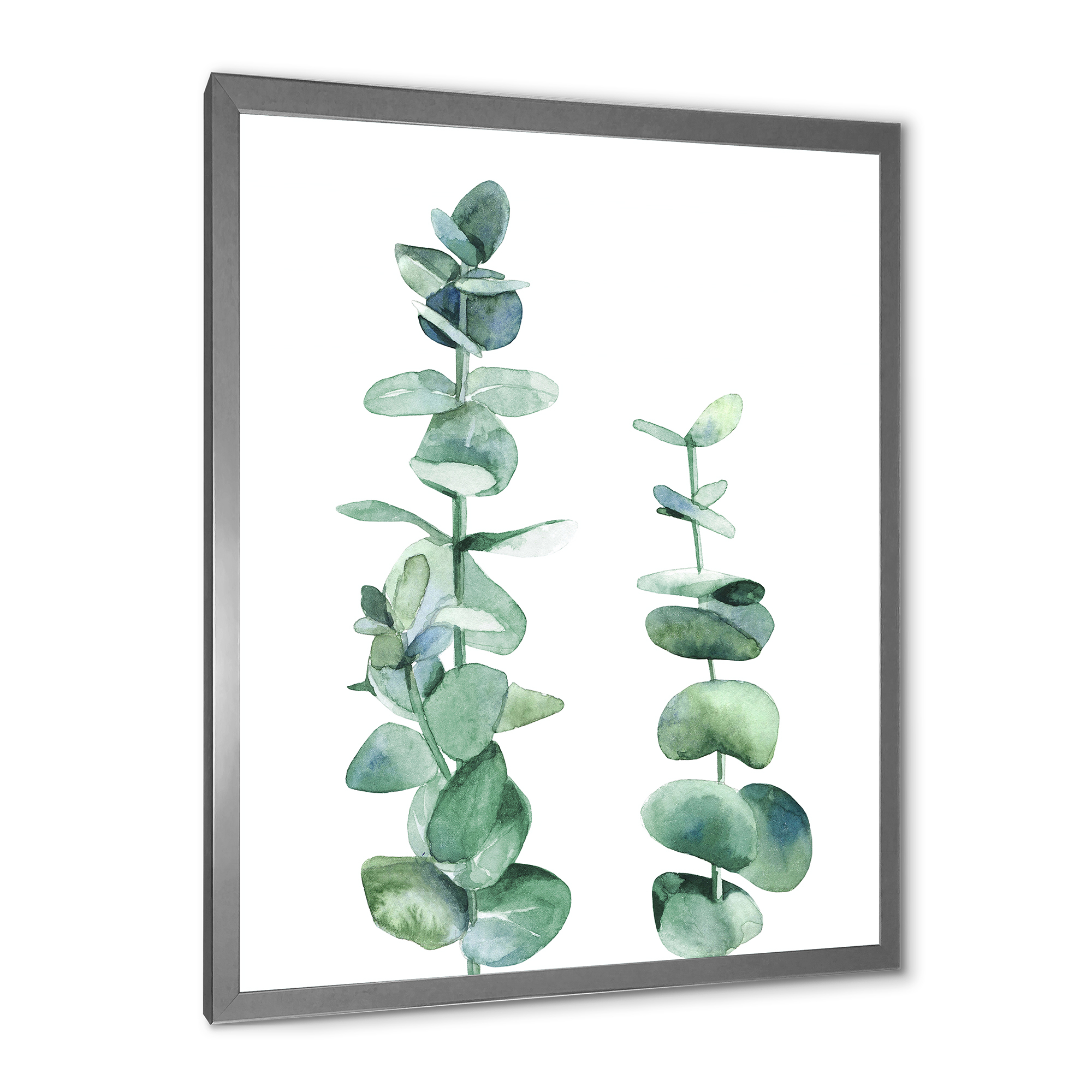 Designart 'Green Eucalyptus Branch' Tropical Framed Art Print