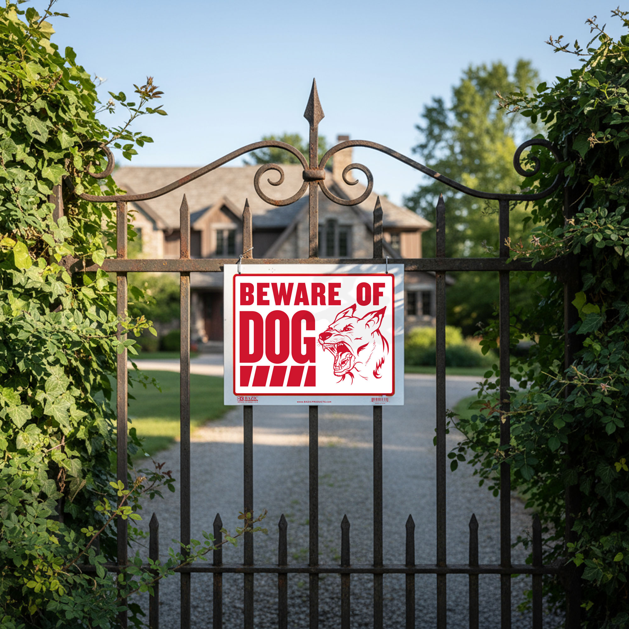 BAZIC Beware of Dog Sign 9"X12", Waterproof Indoor Signage, 4-Pack