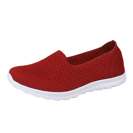 KELINFONG Womens Mesh Flats Shoes Breathable Slip on Shoes Casual Comfortable Walking Shoes Nurse Shoes