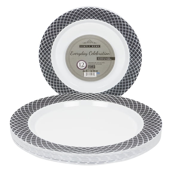 12 Piece Plate Set- 10.25"- White with Gold Design