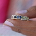 thumbnail image 3 of Three Layer Eternity Band, Rainbow Sapphire Full Eternity Band Ring, 18k Gold Filled, Anniversary Gift, Colorful Ring, Wedding Eternity Band., 3 of 5