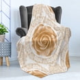 thumbnail image 4 of Floral Soft Flannel Fleece Throw Blanket, Rose Florets with Classic Graphic Lace Feminine Retro Oriental Motif, Cozy Plush for Indoor and Outdoor Use, 50" x 60", Sand Brown White, by Ambesonne, 4 of 5