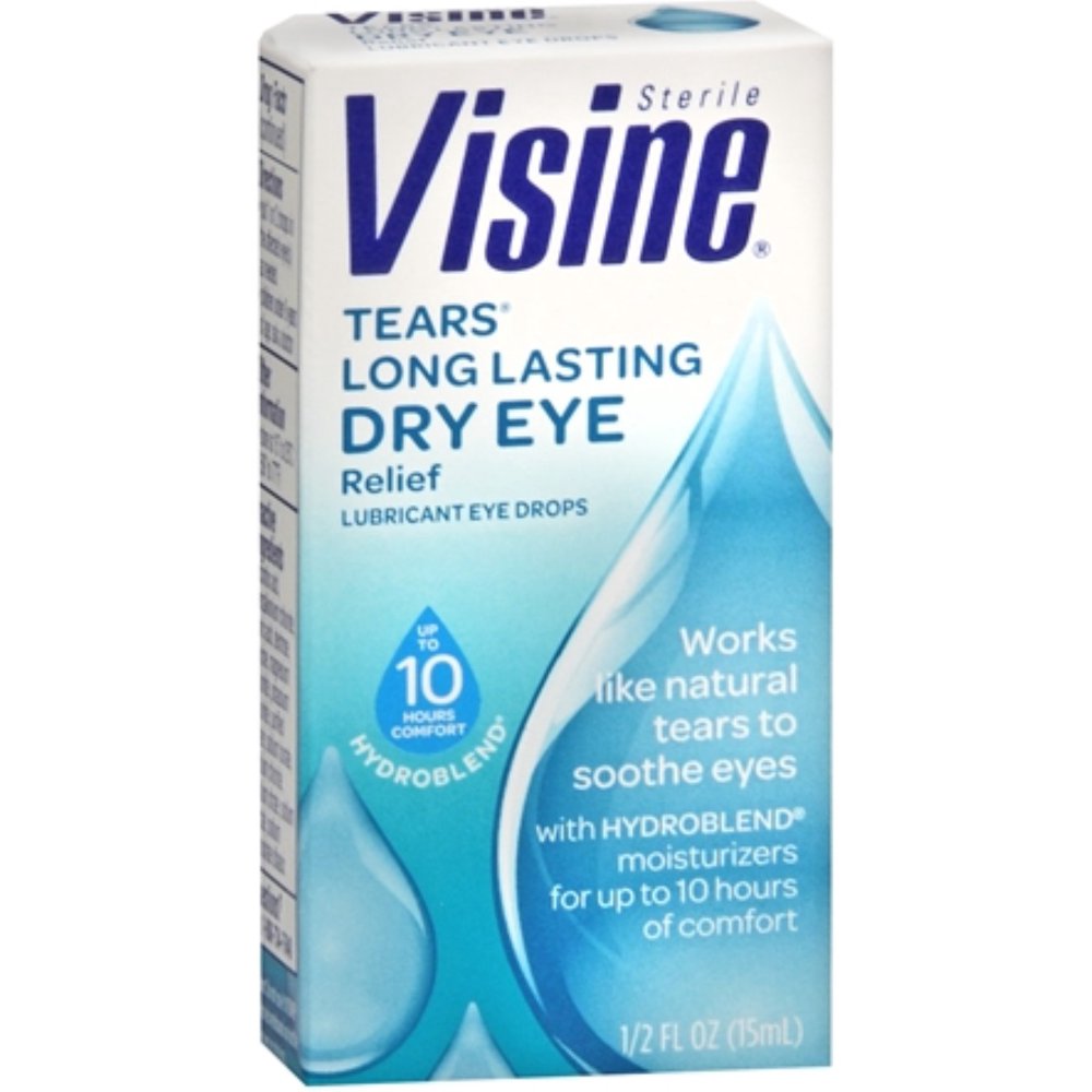Visine Tears Long Lasting Dry Eye Relief Lubricant Eye Drops 0.50 oz