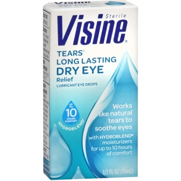 Visine Tears Long Lasting Dry Eye Relief Lubricant Eye Drops 0.50 oz
