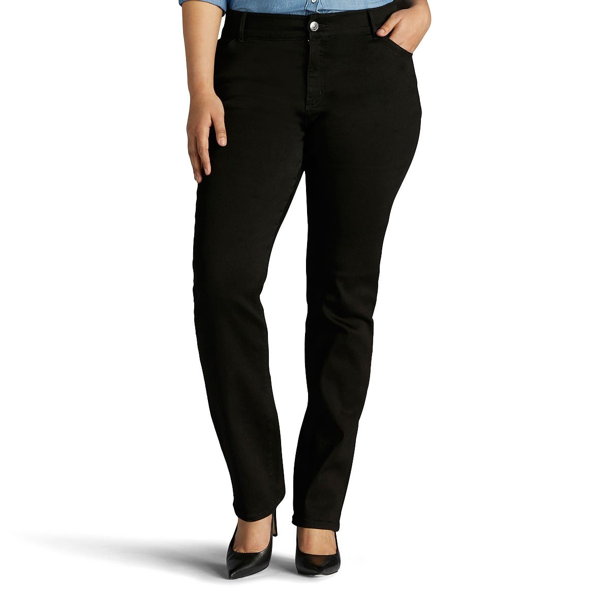 Lee Women's Plus Flex Motion Straight Leg Jean, Available in Regular, Long, Short Inseams