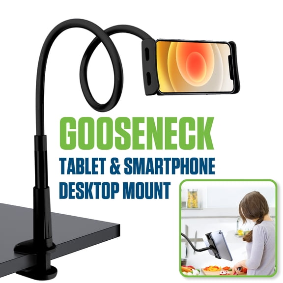 Cellet Flexible Gooseneck Tablet & Smartphone Holder, 32-Inch Adjustable Arm Desk & Bed Mount Stand for 4.5”-8.5” Devices, Black