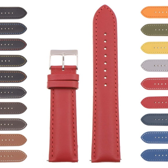 StrapsCo Bracelet de Montre en Cuir pour Hommes Classique - Bracelet à Libération Rapide - 16mm 18mm 20mm 22mm 24mm