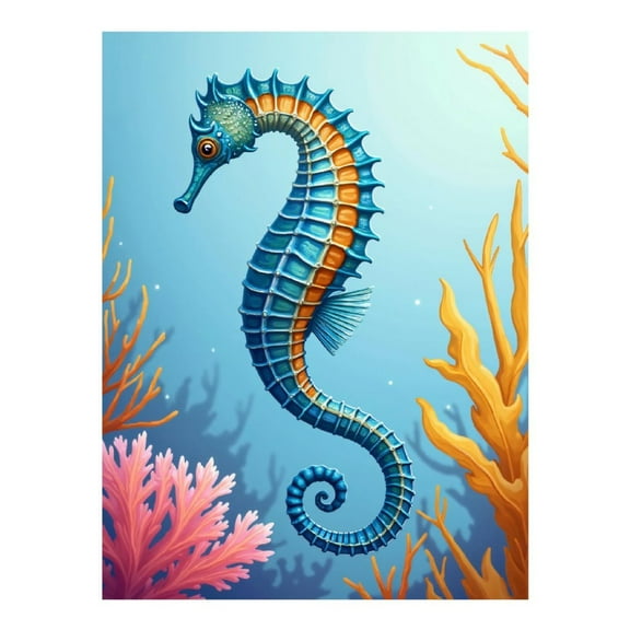Diamond Art Kits for Adults - 5d Blue Seahorse Ocean Coral Scene Diamond Painting for Adults, Diamond Art for Adults Beginners, Diamond Painting Kits for Adults for Home Wall Decor