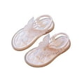 thumbnail image 6 of Juebong Sandals for Baby Girls Clearance Kids Girls Strappy Sandal Open Toe Summer PU leather Sandal Slip On Princess Flat Sandals Flower Shoes for Kids Size 0-12 Years, 6 of 9