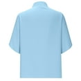 thumbnail image 6 of Shirts for Women Short Sleeve V-Neck Casual Loose Solid Color Blouse Light Blue XL, 6 of 6