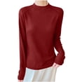 thumbnail image 3 of YOIAVAIOY Womens Mock Turtleneck Tops Long Sleeve Shirts Slim Fit Fall Fashion Thermal Underwear Basic Winter Clothing Wine L, 3 of 6