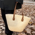 thumbnail image 3 of Bolso De Hombro Bolso de playa de verano tejido a mano tejido de gran capacidad Casual Simple para el trabajo, 3 of 8