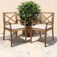 thumbnail image 2 of Tcbosik Acacia Wood Outdoor Chair Set of 2 with Cushions, Dining Armchair for Garden, Deck, Porch, Backyard, Cream & Teak, 2 of 8