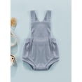 thumbnail image 2 of Liacowi Newborn Infant Baby Girl Boy Romper Sleeveless Suspender Backless Solid Color Ribbed Bodysuit Summer Clothes, 2 of 9