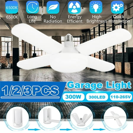 300w 300 Led E27 6500k Deformable Ceiling Garage Lights With 4