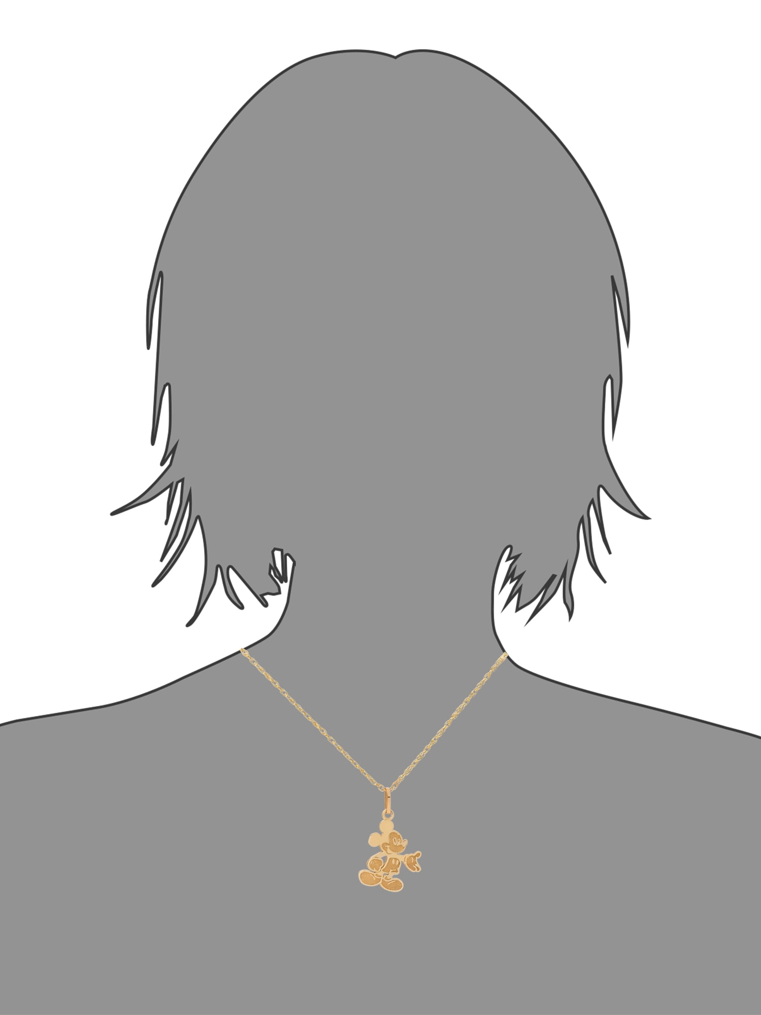 Disney Girls/Tween Mickey Mouse Ladies 10K Gold Pendant Necklace with Gold-Filled Chain