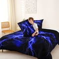 thumbnail image 4 of Homewish Navy Neon Lightning Full Size Comforter Sets,Aesthetic Geometric Bedding Comforter Set,Black Reversible,3pcs,1 Comforter and 2 Pillowcases, 4 of 7