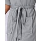 thumbnail image 5 of Bata de baño INSPIRE CHIC para mujer, de waffle, de mangas cortas, con cintas de envoltura, ropa de casa suave con bolsillo, color gris, 5 of 6