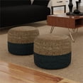 thumbnail image 2 of Lydia Pouf Rond Contemporain en Jute Tressé Naturel Bleu Sarcelle, 2 of 8